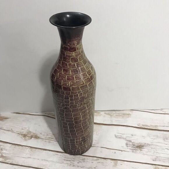 Maroon Dark Red Printed Vase Giraffe Cobblestone - Picture 5 of 9